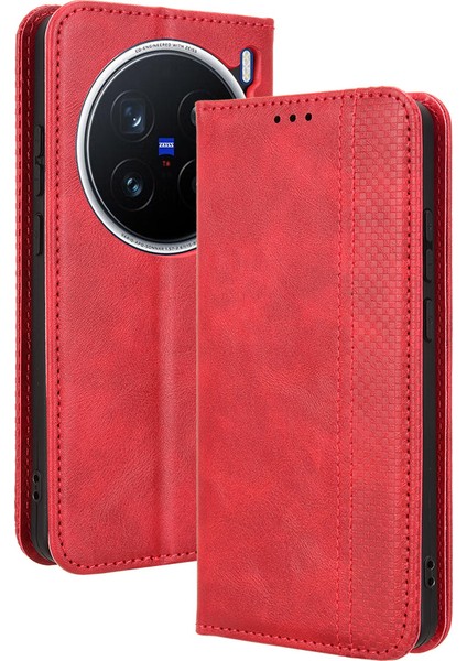 Vivo X200 Pro 5g Deri Kılıf Cüzdan Standı Retro Doku Telefon Kapağı (Yurt Dışından)
