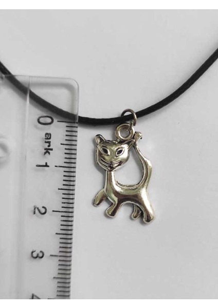 Siyah Deri Ipli Metal Kedi Objeli Kolye - Sevgililer Günü Doğum Günü Yılbaşı Hediyesi-Kadın Kolyesi fiyatları