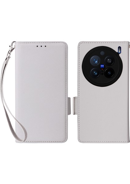 Vivo X200 Pro 5g Litchi Doku Pu Deri Cüzdan Çevirme Telefon Kapağı (Yurt Dışından)