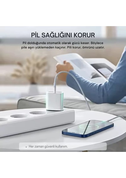 iPhone Tüm Serilere Uyumlu 20W Hızlı Şarj Seti Adaptör ve Type C Kablosu 7 8 x 11 12 13 14 Plus Pro
