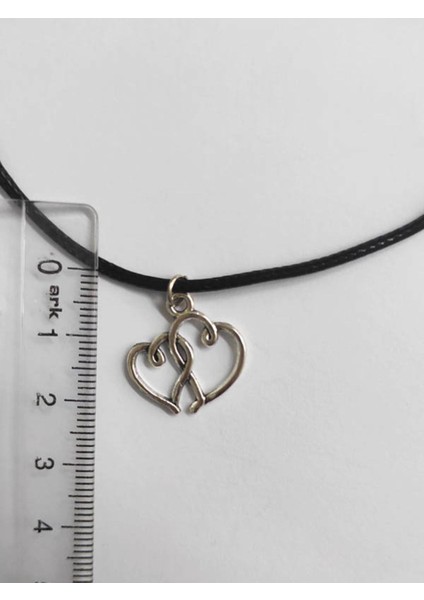 Siyah Deri Ipli Metal Çift Kalp Kolye - Sevgililer Günü Doğum Günü Yılbaşı Hediyesi fiyatları
