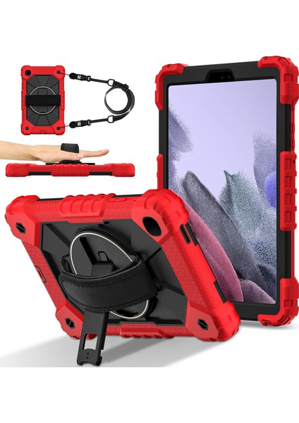 Samsung Galaxy Tab A7 Lite 8.7-Inç T225 / T220 Kılıf Silikon + Pc Kickstand Tablet Kapaklı Kayış (Yurt Dışından)