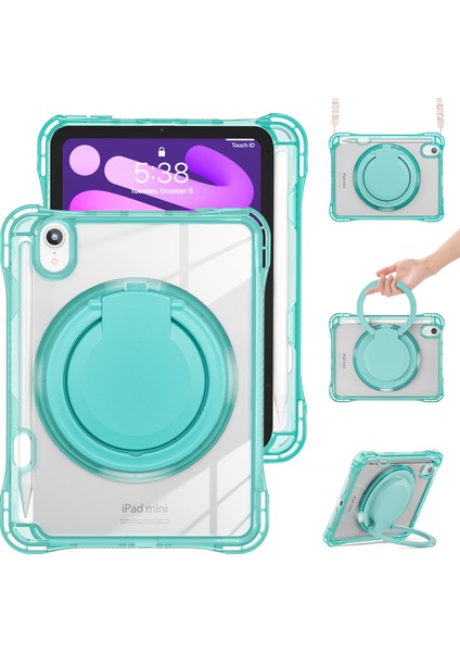 iPad Mini (2024) / (2021) Kickstand Pc Tpu Akrilik Tablet Kılıfı, Omuz Askılı (Yurt Dışından)