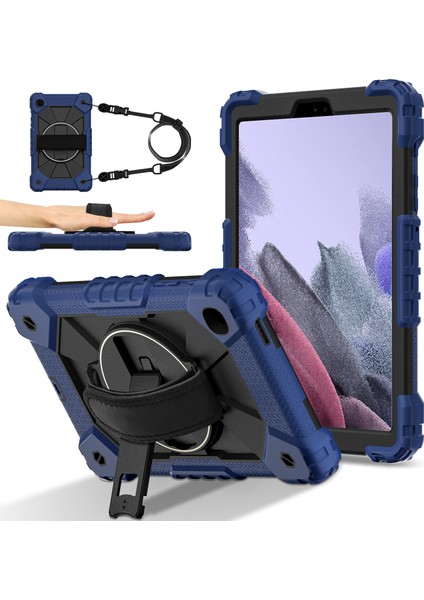 Samsung Galaxy Tab A7 Lite 8.7-Inç T225 / T220 Kılıf Silikon + Pc Kickstand Tablet Kapaklı Kayış (Yurt Dışından)