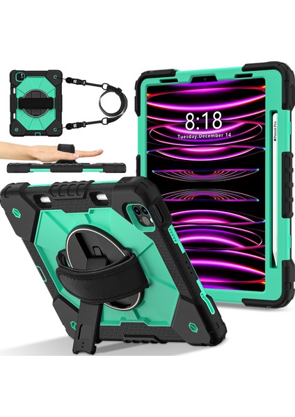 Ipad Pro 11 (2022) / (2021) / iPad Air (2022) / (2020) Silikon + Pc Askılı Kapak (Yurt Dışından)