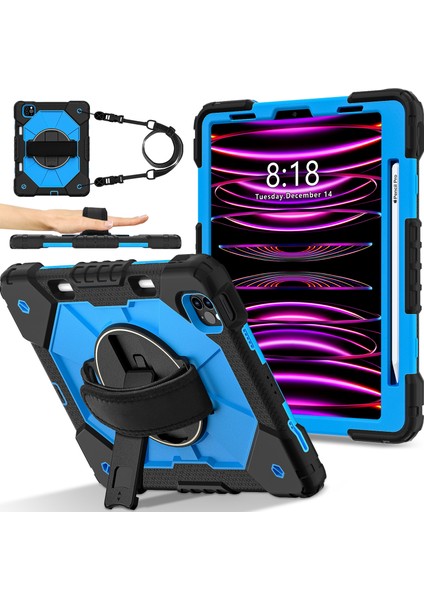 Ipad Pro 11 (2022) / (2021) / iPad Air (2022) / (2020) Silikon + Pc Askılı Kapak (Yurt Dışından)