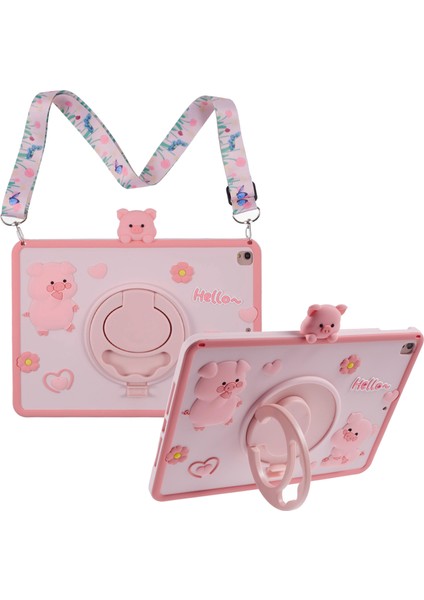 iPad 10.2 (2021) / (2020) / (2019) / iPad Air 10,5 Inç (2019) / Pro 10,5 Inç (2017) Askılı Kickstand Kapağı (Yurt Dışından)