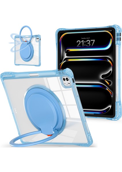 iPad Pro 13 (2024) Döner Destek Standı Pc+Tpu+Akrilik Tablet Kılıfı (Yurt Dışından)