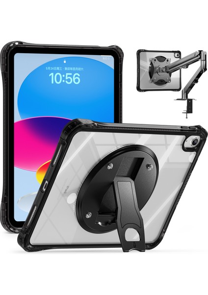 iPad 10.9 (2022) Şeffaf Kılıf Pc+Tpu+Akrilik Kickstand Tablet Arka Kapak (Yurt Dışından)