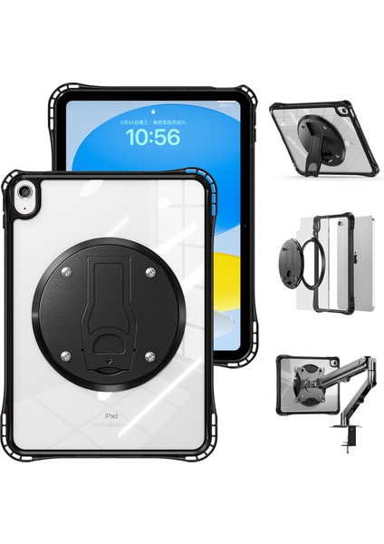 iPad 10.9 (2022) Şeffaf Kılıf Pc+Tpu+Akrilik Kickstand Tablet Arka Kapak (Yurt Dışından)