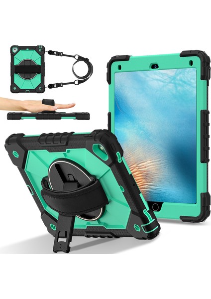 iPad 9.7 Inç (2018) / (2017) / Air 2 Silikon + Kayışlı Pc Kickstand Kapağı (Yurt Dışından)