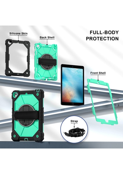 iPad 9.7 Inç (2018) / (2017) / Air 2 Silikon + Kayışlı Pc Kickstand Kapağı (Yurt Dışından) fiyatları