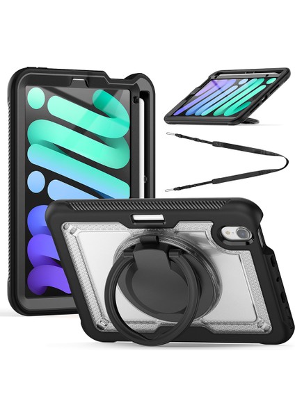 iPad Mini (2024) / (2021) Dönen Kickstand Pc + Tpu Omuz Askılı Darbeye Dayanıklı Tablet Kılıfı (Yurt Dışından)