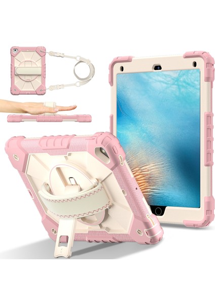 iPad 9.7 Inç (2018) / (2017) / Air 2 Silikon + Kayışlı Pc Kickstand Kapağı (Yurt Dışından)