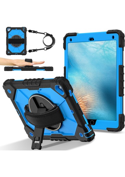 iPad 9.7 Inç (2018) / (2017) / Air 2 Silikon + Kayışlı Pc Kickstand Kapağı (Yurt Dışından)