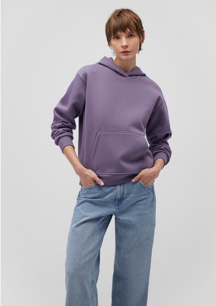Kapüşonlu Mor Basic Sweatshirt 167299-70608