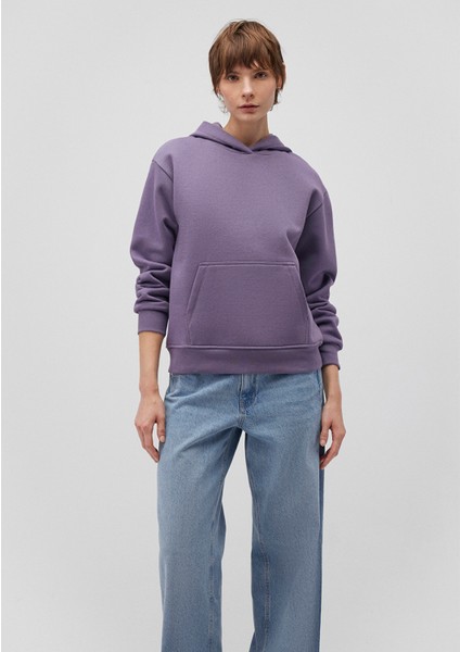 Kapüşonlu Mor Basic Sweatshirt 167299-70608