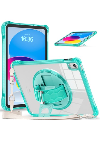 iPad 10.9 (2022) Kickstand Kılıf El Askısı Pc+Tpu+Omuz Askılı Akrilik Kapak (Yurt Dışından)