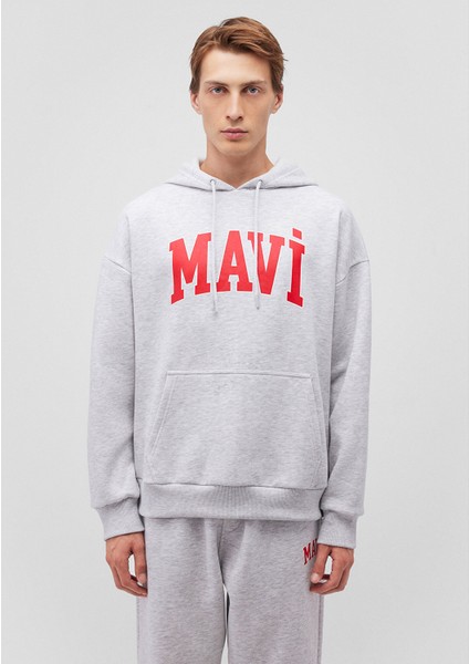 Logo Baskılı Kapüşonlu Gri Sweatshirt 067149-85438 modelleri