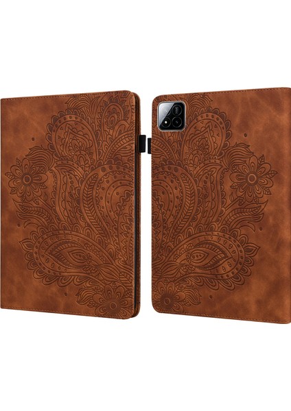 Xiaomi Pad 7 Pro / Pad 7 Tavuskuşu Çiçek Desenli Kart Tutucu Deri Tablet Kapağı (Yurt Dışından)