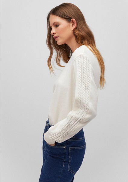 Kol Detaylı Ekru Sweatshirt 1S10292-80194