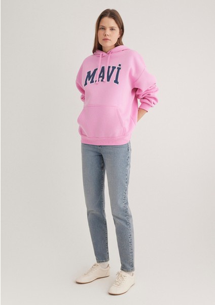Mavi Logo Baskılı Kapüşonlu Pembe Sweatshirt 1600361-71038 fiyatları