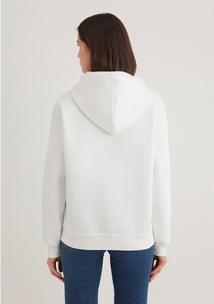 Kapüşonlu Beyaz Basic Sweatshirt 167299-70057 modelleri