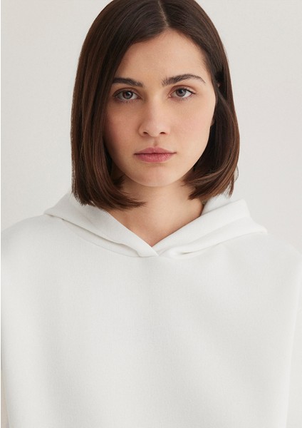 Kapüşonlu Beyaz Basic Sweatshirt 167299-70057 fırsatları