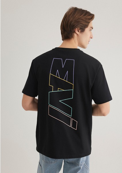 Mavi Logo Sırt Baskılı Siyah Tişört 0612350-900