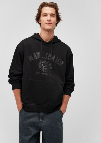 Jeans Baskılı Siyah Sweatshirt 0S10201-900