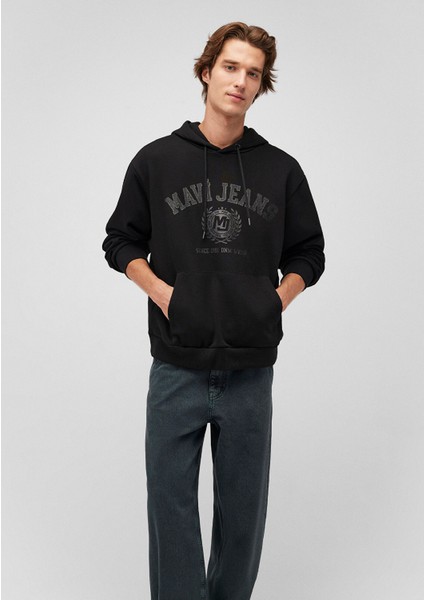 Jeans Baskılı Siyah Sweatshirt 0S10201-900