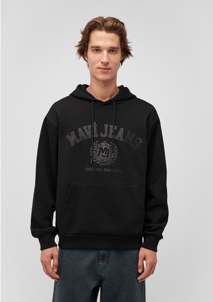 Jeans Baskılı Siyah Sweatshirt 0S10201-900