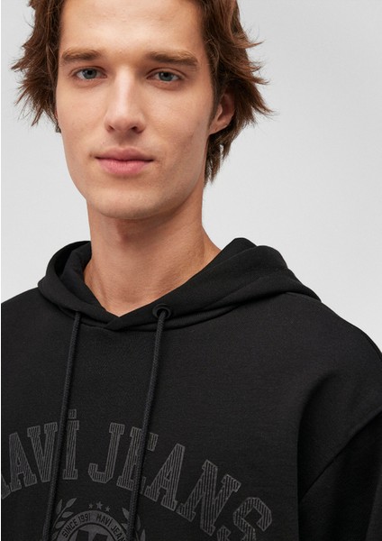 Jeans Baskılı Siyah Sweatshirt 0S10201-900