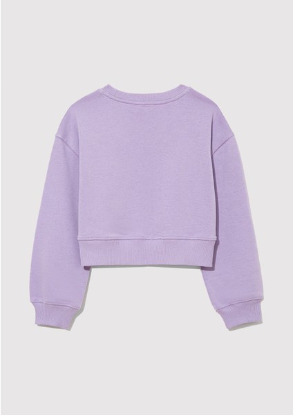 Mavi Logo Baskılı Crop Mor Sweatshirt 7S10097-86954
