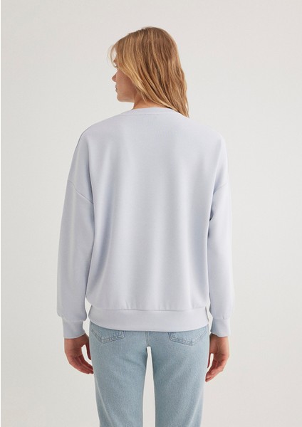 Lux Touch TENCEL TM Bisiklet Yaka Mavi Modal Sweatshirt 168837-89201