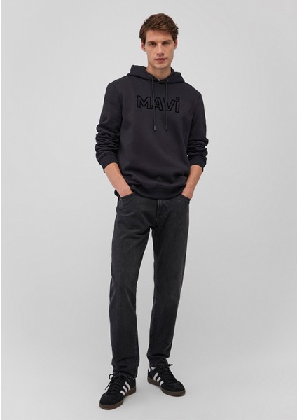 Mavi Logo Baskılı Kapüşonlu Siyah Sweatshirt 0610941-900