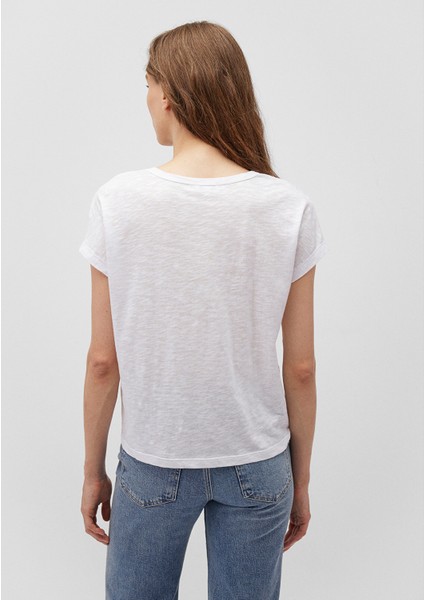V Yaka Beyaz Basic Tişört 1612380-620 fırsatları