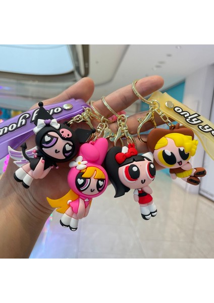 Crossdressing Powerpuff Kız Anahtarlık Sevimli Bebek Araba Anahtarlık Çanta Kolye (Yurt Dışından) modelleri