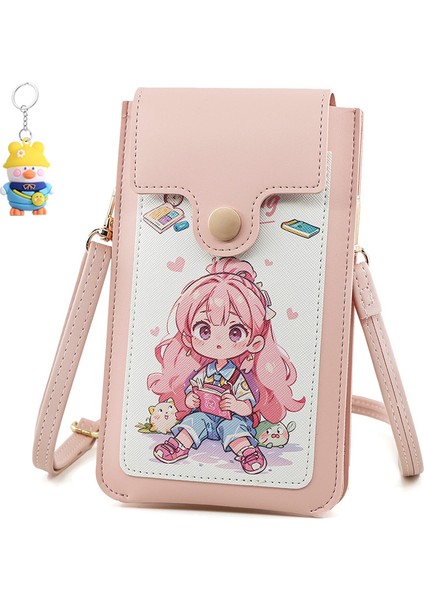 Dokunmatik Ekranlı Kız Telefon Çantası Sevimli Bayan Tek Omuz Crossbody Çanta Ince Mini Cüzdan (Yurt Dışından)
