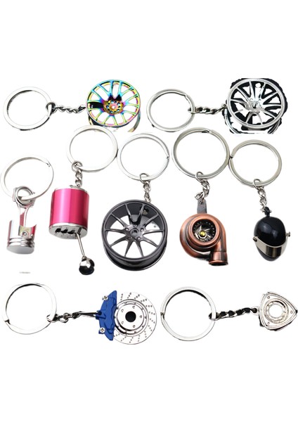 Yaratıcı Metal Anahtarlık Türbin Dişli Hub Fren Diski Amortisör Kumpas Araba Anahtarlık Asılı Parçalar (Yurt Dışından) modelleri