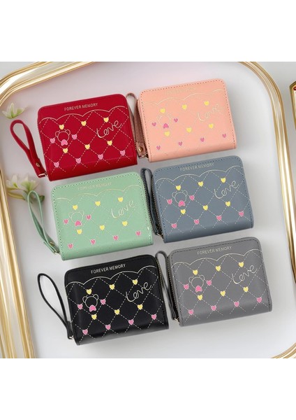 Bayan Kısa Cüzdan Basit Fermuarlı Küçük Para Cüzdanı Kart Tutucu Sevimli Para Cüzdanı (Yurt Dışından) modelleri