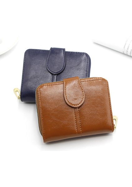 Bayanlar Kısa Cüzdan Moda Casual Basit Clutch Fermuarlı Çanta Çoklu Kart Yuvası Kart Tutucu Para Cüzdanı (Yurt Dışından)