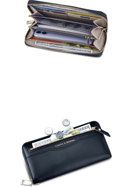 Bayan Cüzdan Fermuarlı Çanta Değişiklik Uzun Kart Yuvası Düşüş Kart Tutucu (Yurt Dışından) modelleri