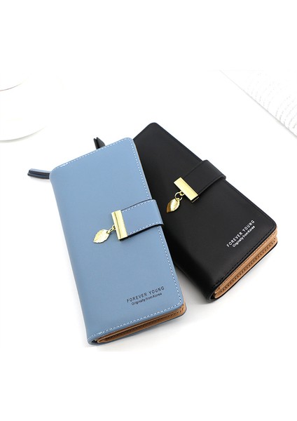 Moda Kadın Cüzdanı Büyük Banknot Yuvası Kart Tutucu Fotoğraf Yuvası Cep Telefonu Çantası Clutch Para Cüzdanı Bayanlar Fermuarlı Çanta (Yurt Dışından)