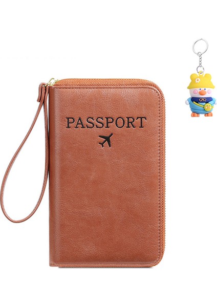 Taşınabilir Büyük Kapasiteli Çok Kart Yuvası Kart Tutucu Pasaport Tutucu Depolama Fermuarlı Uçak Bileti Cep Telefonu (Yurt Dışından)