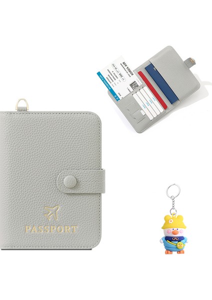 Bayanlar Pasaport Çantası Kapağı Uçak Bileti Sertifikası Saklama Çantası Halkalı Boyun Seyahat Kartı Tutucu Cüzdan (Yurt Dışından)