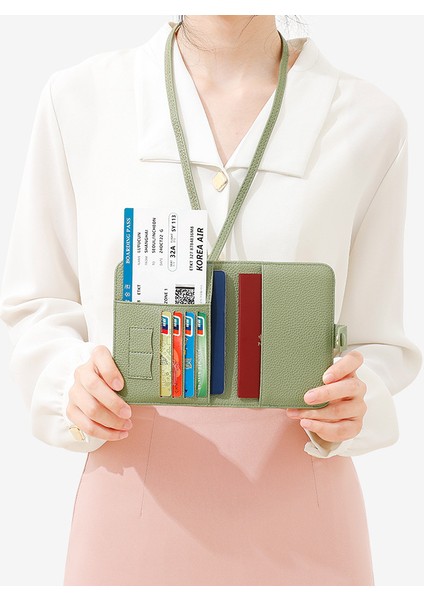 Bayanlar Pasaport Çantası Kapağı Uçak Bileti Sertifikası Saklama Çantası Halkalı Boyun Seyahat Kartı Tutucu Cüzdan (Yurt Dışından) fırsatları