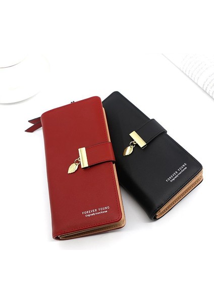 Moda Kadın Cüzdanı Büyük Banknot Yuvası Kart Tutucu Fotoğraf Yuvası Cep Telefonu Çantası Clutch Para Cüzdanı Bayanlar Fermuarlı Çanta (Yurt Dışından)