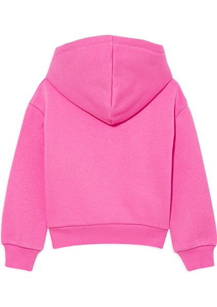 Logo Baskılı Kapüşonlu Pembe Sweatshirt 7610035-70982
