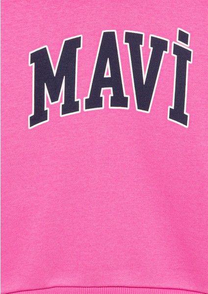 Logo Baskılı Kapüşonlu Pembe Sweatshirt 7610035-70982